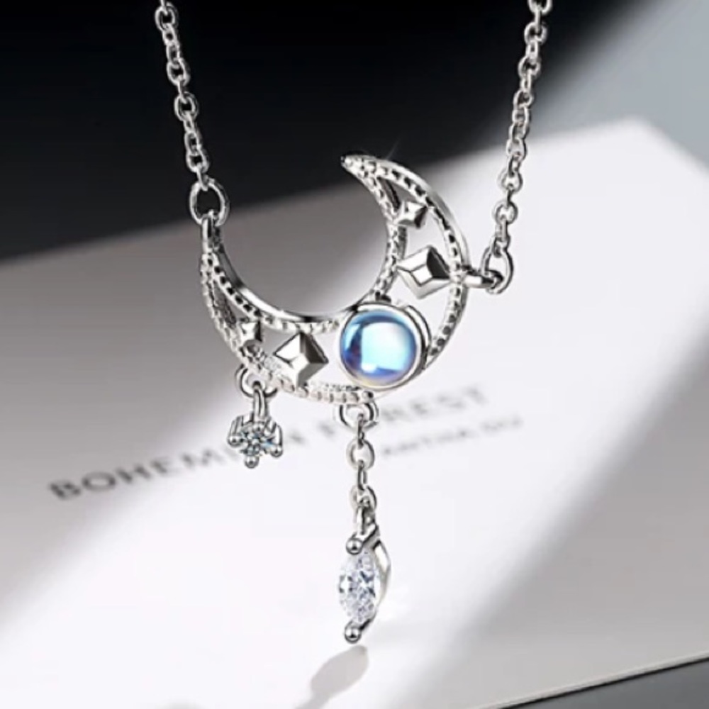 Just In🎉 S925 Zircon Moonstone Tassel Necklace